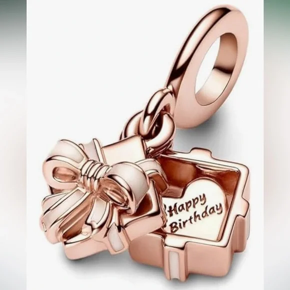 925 Happy Birthday Openable Gift Bracelet Charm - Picture 1 of 5